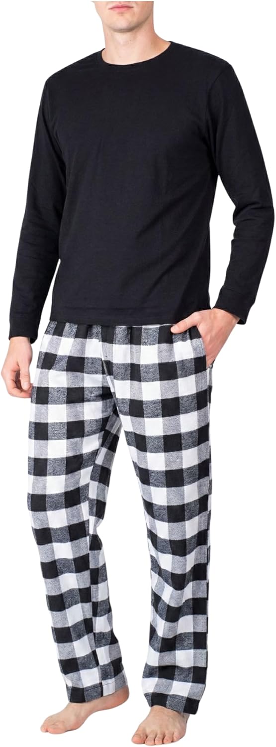 Men’s Holiday Pajama Set – Soft Winter Long Sleeve Top & Fleece Pants