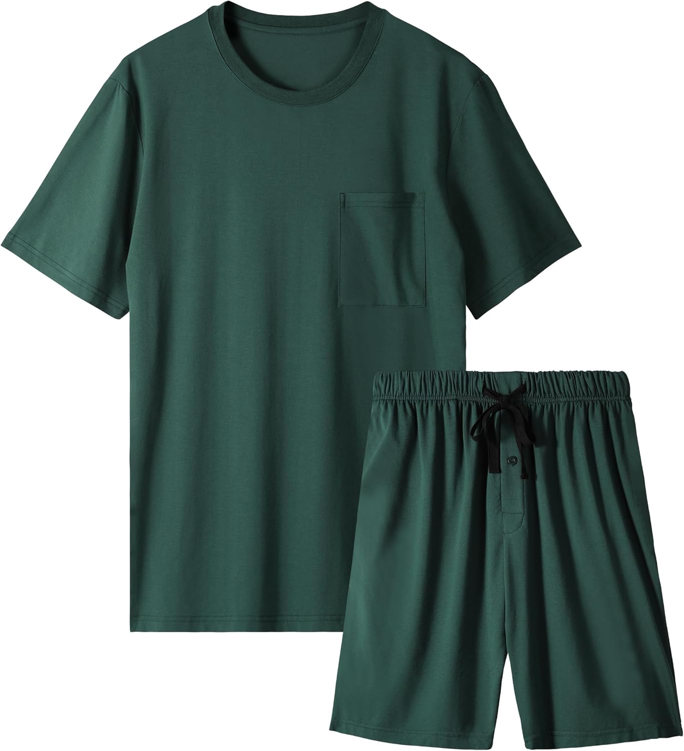 Mens Pajama Set Sleepwear Pjs Lightweight Short Sleeve Shirts Soft Breathable Fresh Sleep Sets with Pockets S-3XL