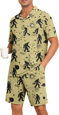 Mens Pajamas Set Summer Pjs Sets Lightweight Short Sleeve Pajama Soft Sleepwear Loungewear with Pockets