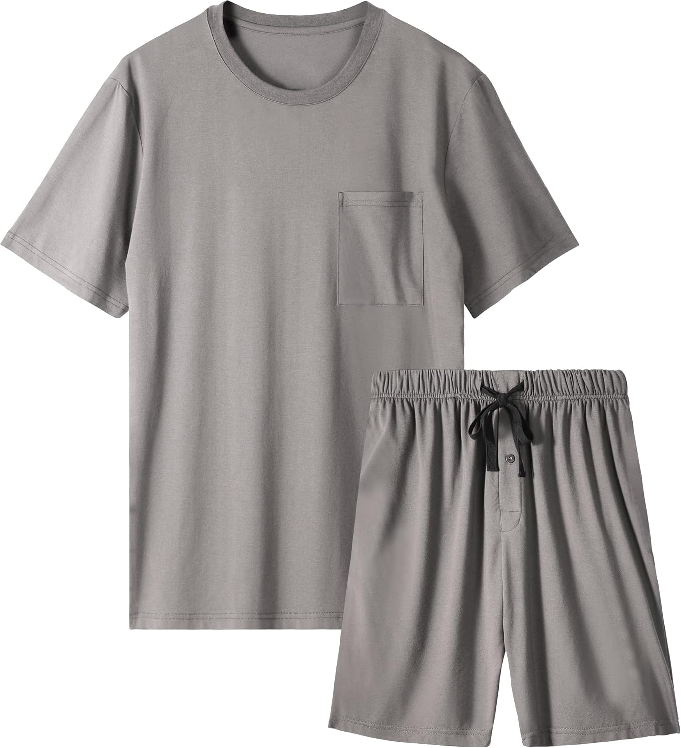 Mens Pajama Set Sleepwear Pjs Lightweight Short Sleeve Shirts Soft Breathable Fresh Sleep Sets with Pockets S-3XL