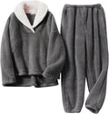 Mens Pajamas Set Winter Warm Flannel Pajamas Soft Fluffy Fleece Pj Set Loungewear Plush Sleepwear