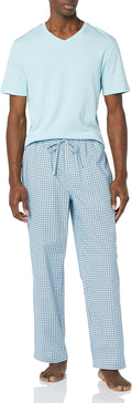 Men's Cotton Poplin Pant with Cotton Jersey T-Shirt Pajama Set