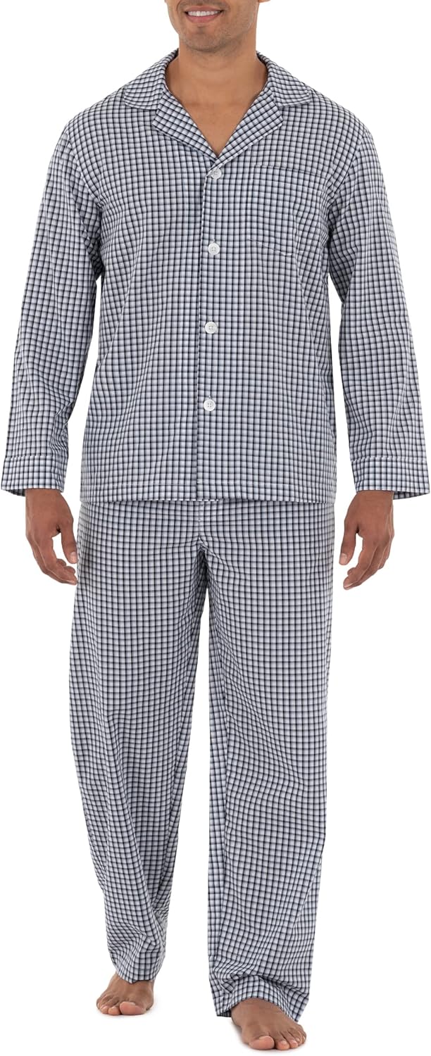 mens Long Sleeve Broadcloth Pajama Set