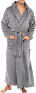 Mens Robe with Hood, Plush Fleece Hooded Mens Bathrobe, Big and Tall Bath Robe for Men